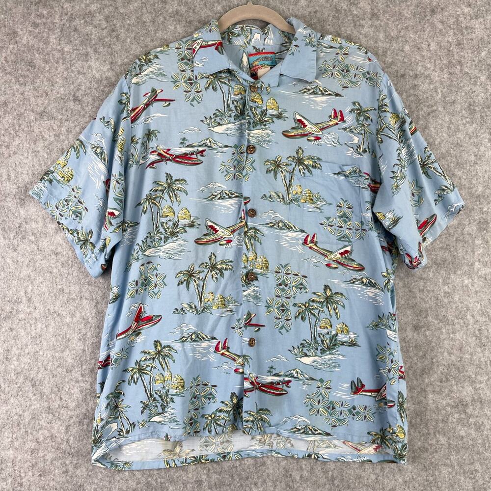VTG Reyn Spooner Joe Kealohas Shirt Mens Large Hawaiian Aloha Palm Tree Tropical